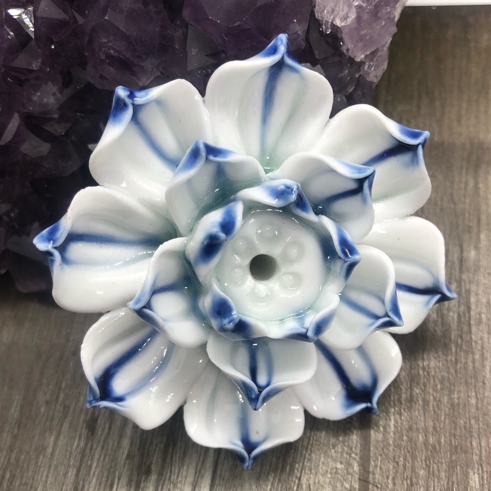 Handmade Ceramic Louts floral incense burner